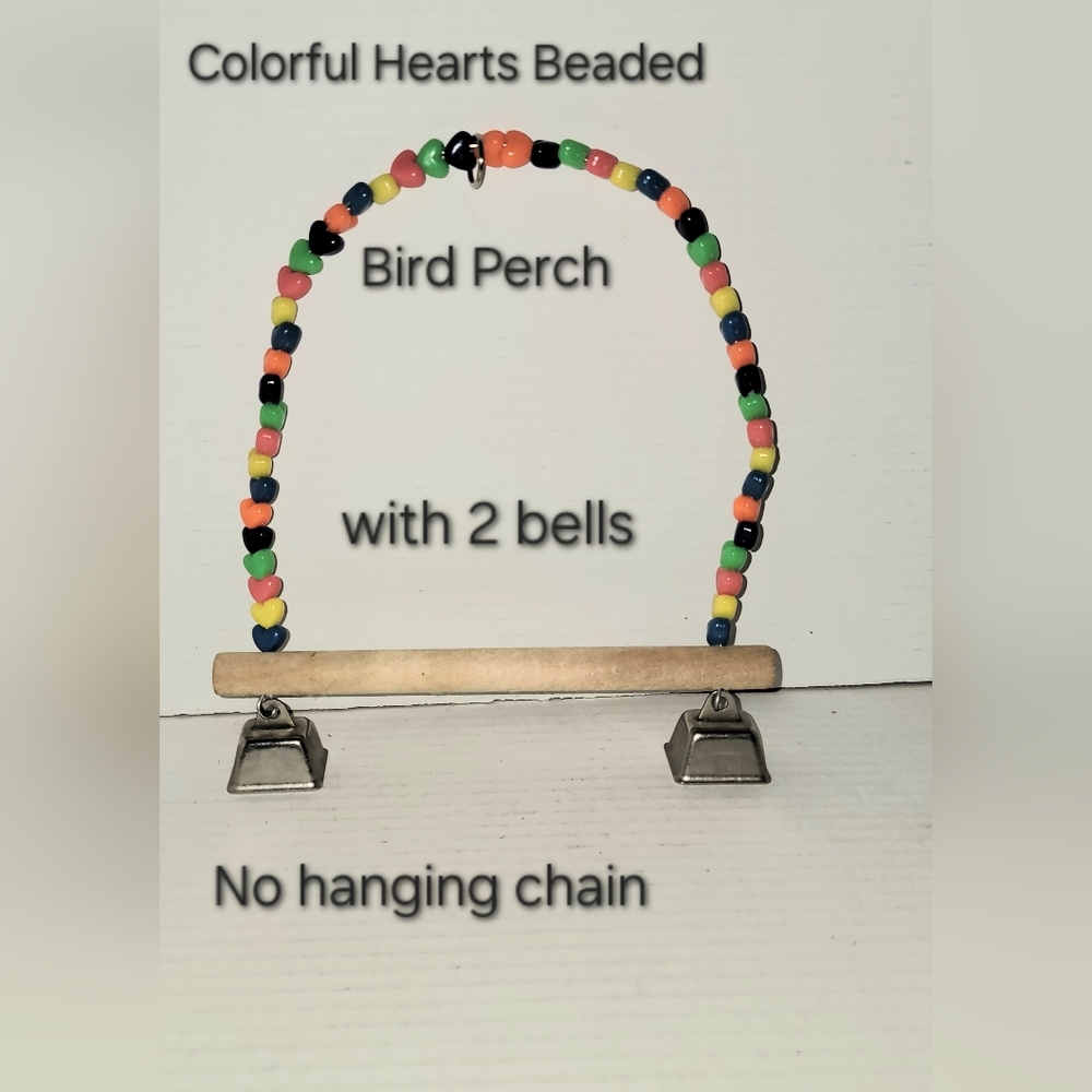 Vibrant Beaded Bird Perch with Bells